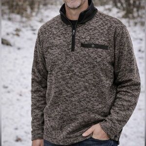 Men’s Eddie Bauer 1/4 Fleece Quarter Zip Pullover, Brown - Size Medium